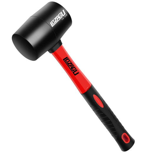 LOZAGU 16oz Rubber Mallet Hammer, Fiberglass Handle, Rubber Mallet for Flooring, Tent Stakes, Woodworking, Camping, Soft Blow Tasks without Damage