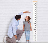 SUJAYU Growth Chart for Kids, Canvas Height Chart Ruler Removable Wood Hanging Wall Ruler Measurement Chart for Home Decoration (White)