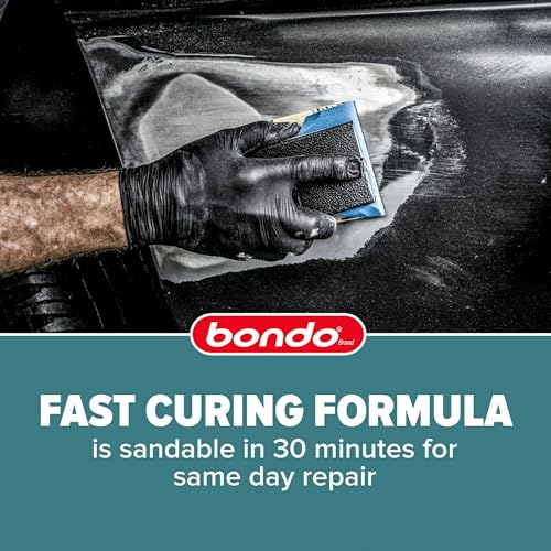 3M Bondo Short Strand Fiberglass Reinforced Filler 1.37 LB (621 g) with Bondo Cream Hardener 0.5 oz (14g), Repair Holes Up To 0.5 IN, Waterproof (SS-PT-ES)