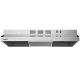 Comfee' CVU30W2AST 30 Inch Ducted Ductless Vent Durable Stainless Steel Kitchen Reusable Filter, 200 CFM, 2 Speed Exhaust Fan Under Cabinet Range Hood