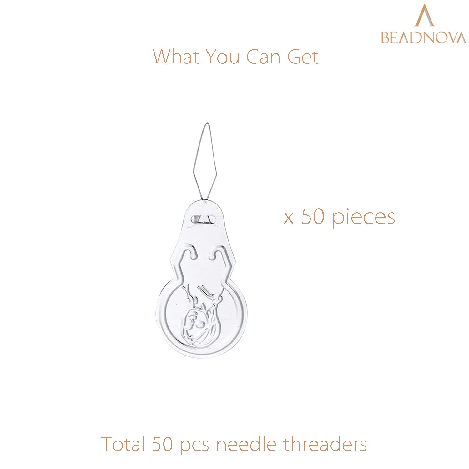 BEADNOVA Embroidery Needle Threader Tool 50pcs Aluminum Sewing Machine Needle Threader for Hand Sewing Cross Stitch Craft Knitting Quilting (50pcs)