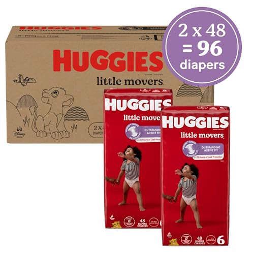 Huggies Size 6 Diapers, Little Movers Baby Diapers, Size 6 (35+ lbs), 96 Ct (2 Packs of 48)