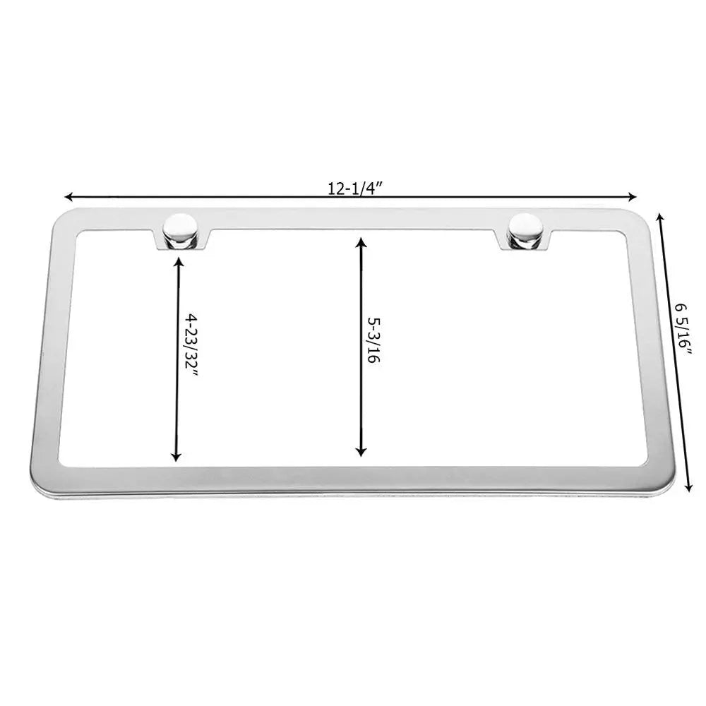 SunplusTrade 2 Stainless Steel Polish Mirror License Plate Frame + Chrome Screw Caps (Silver)