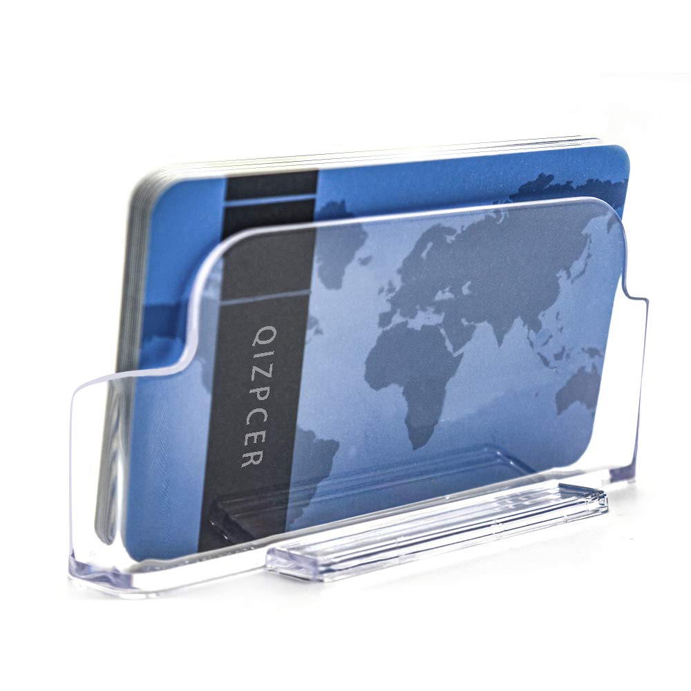 4 Pack Clear Plastic Business Card Holder,Acrylic Business Card Display for Desk Business Card Stand