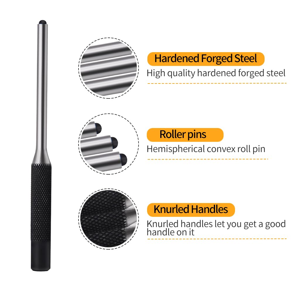 Pin Punch Set, 14pcs Removing Repair Tools, including Universal Block, Pin Punches and Hammer(Pin Punches and Block)