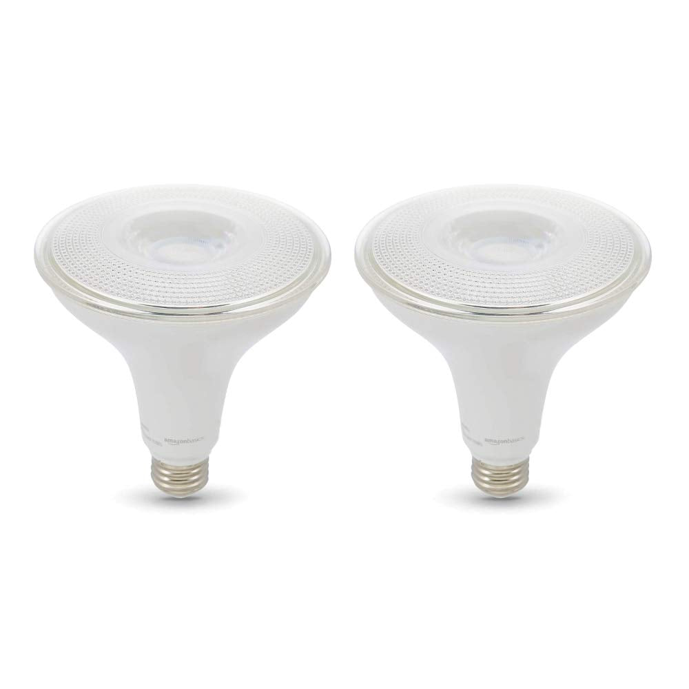Amazon Basics PAR38 Dusk to Dawn Sensor LED Light Bulb, 120 Watt Equivalent, Energy Efficient 14W, E26 Standard Base, Daylight White 5000K, Non-Dimmable, 10,000 Hour Lifetime , 2-Pack