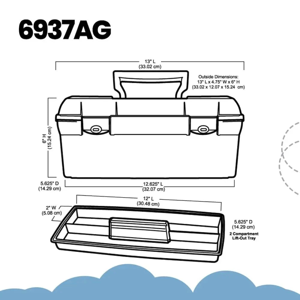 ArtBin 6937AG Essentials Lift-Out Tray Box, Portable Art & Craft Organizer with Handle and Tray, Clear/Aqua