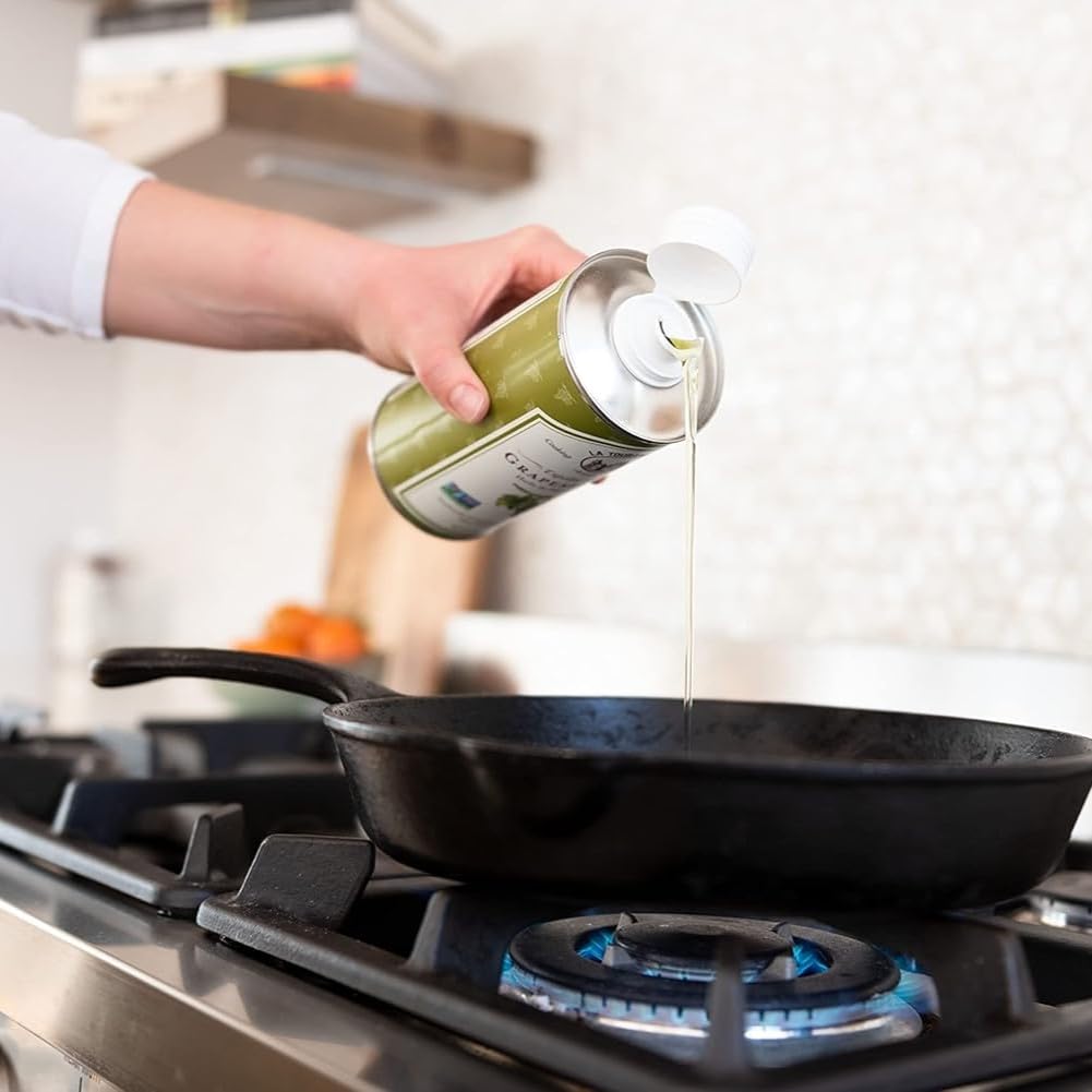 La Tourangelle, Expeller-Pressed Grapeseed Oil, High Heat Neutral Cooking Oil, Cast Iron Seasoning, Also Great for Skin, Hair, and DIY Beauty Recipes, 16.9 fl oz