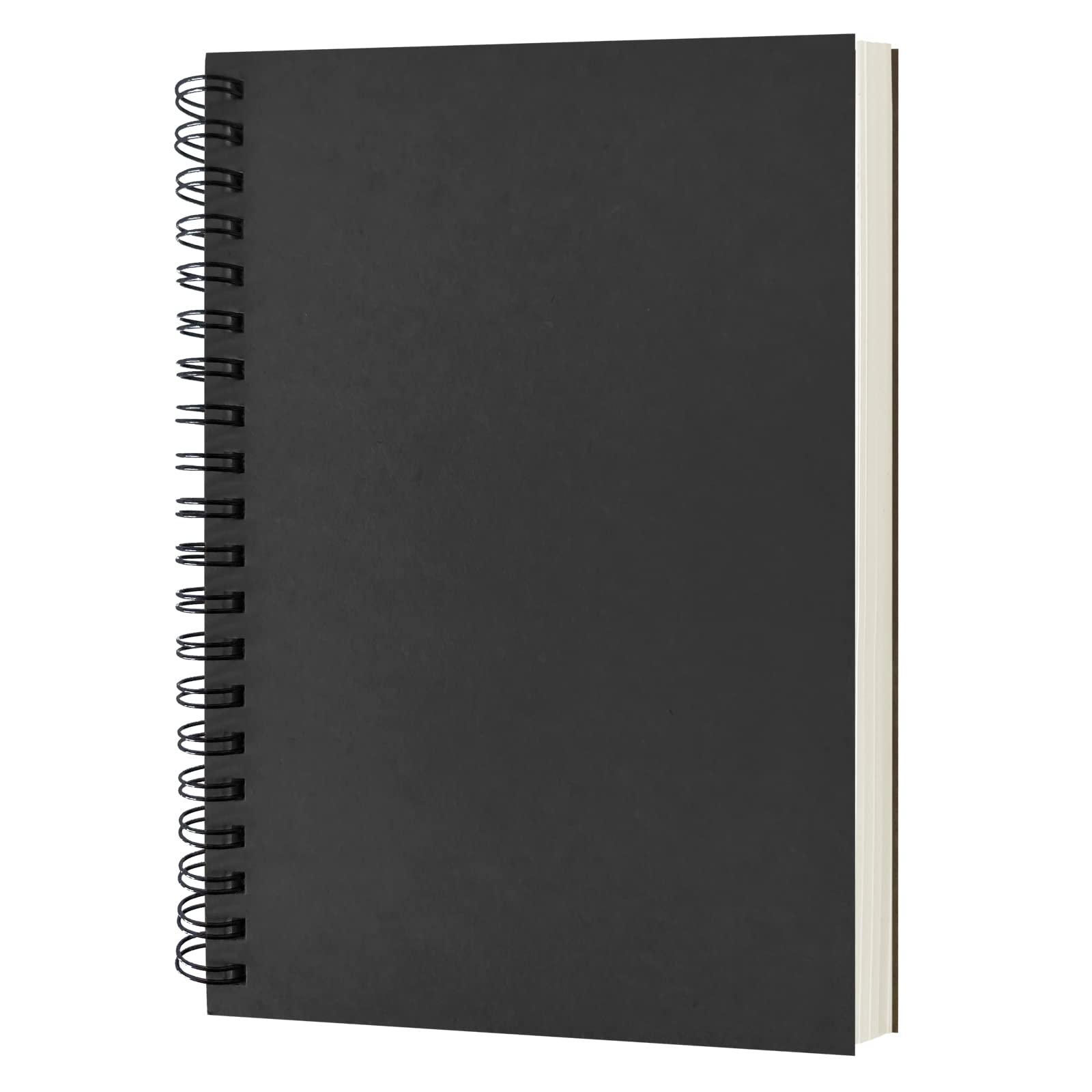 DSTELIN Blank Spiral Notebook, 1-Pack, Soft Cover, Sketch book, 100 Pages / 50 Sheets, 7.5 inch x 5.1 inch (Black)