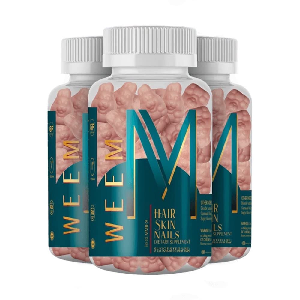 WEEM Hair Skin and Nails Gummies - Supports Healthy Hair - Vegan biotin Vitamins for Women & Men Supports Faster Hair Growth, Stronger Nails, Healthy Skin, Extra Strength (1)