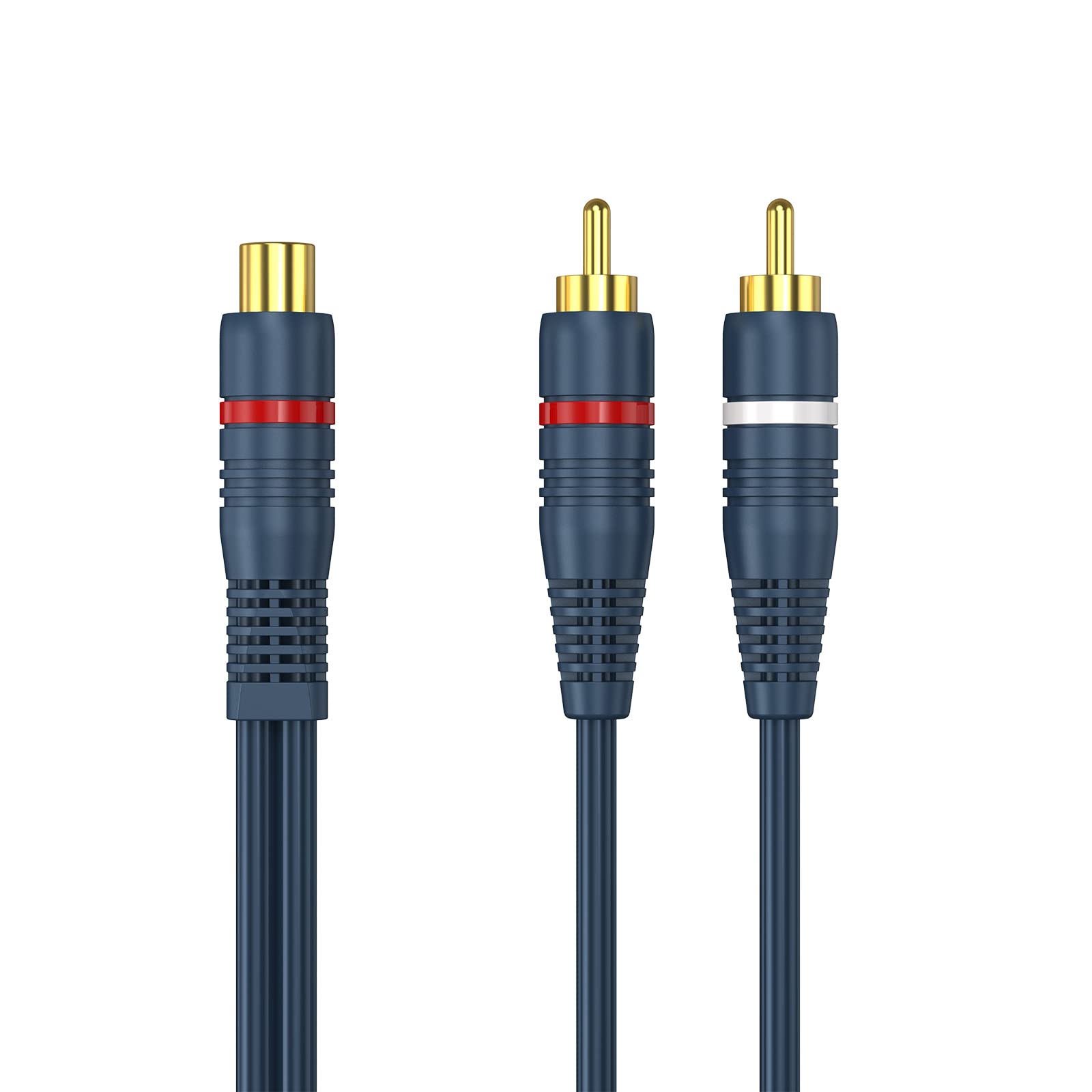 DteeDck RCA Splitter 1 Female to 2 Male, 2 Pack - RCA Audio Video Cable Splitter Adapter, Dark Blue