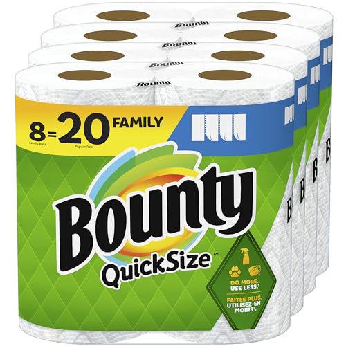 Bounty Quick-Size Paper Towels, White, 12 Family Rolls = 30 Regular Rolls