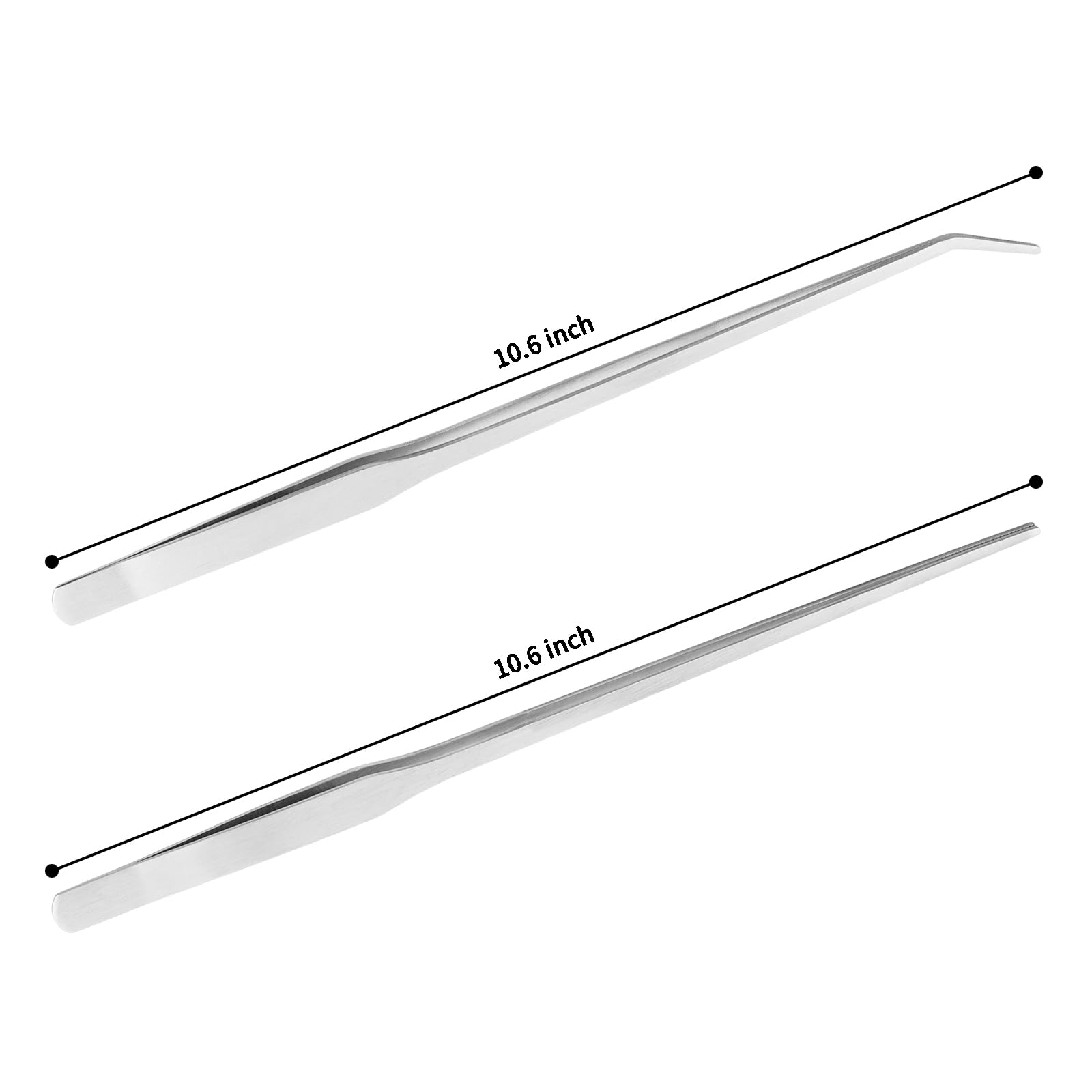 Fri4Free 2PCS Long Aquarium Tweezers - 10.6" Straight and Curved Tweezers, Stainless Steel Reptile Feeding tongs, Terrarium Aquascape Tools Feeder for Lizards, Bearded Dragon Snake Tank Accessories