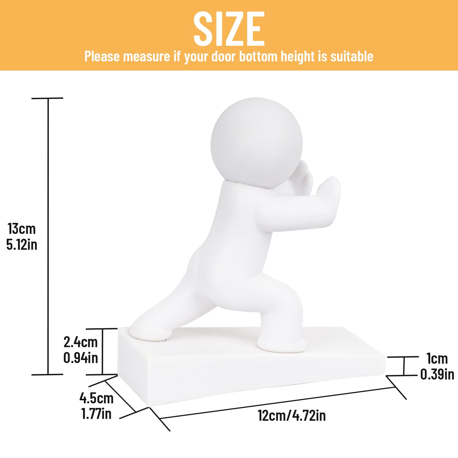 Cute Door Stopper, Decorative Door Stop, Protects Your Floors, White 1 Pack (Patented)