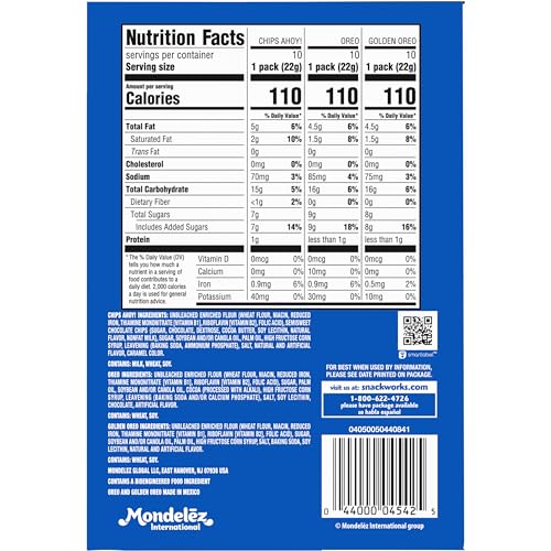 Nabisco Sweet Treats Cookie Variety Pack OREO, OREO Golden & CHIPS AHOY!, School Snacks, 30 Snack Packs (2 Cookies Per Pack)