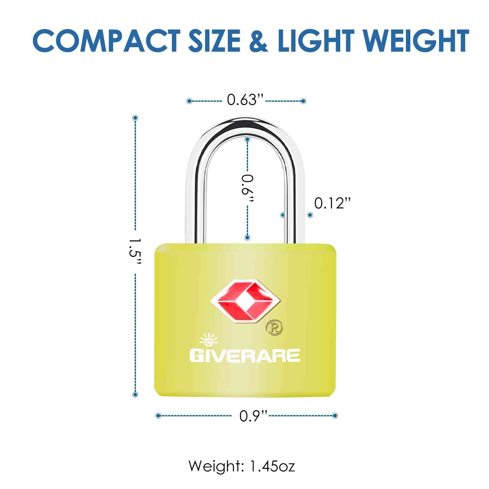 4 Pack TSA Approved Travel Luggage Locks with Keys, Solid Brass Copper Keyed Padlock, ABS Plastic Covered Small Locks for Suitcase, Backpack, Gym Locker, Jewelry Box-by GIVERARE