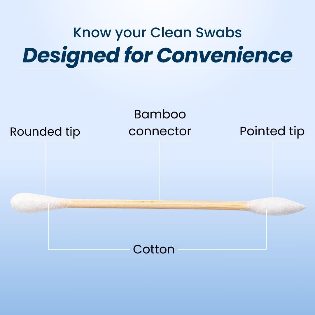 Clean Skin Club Clean Swabs | 500CT | One Pointed Tip | Biodegradable + Organic Cotton & Bamboo | Makeup & Nail Polish Touch-ups | Chlorine-Free & Hypoallergenic (500 Count)