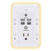 Multi Plug Outlet, Outlet Extender with 4 USB Ports (2 USB C) and Night Light, 1050J Surge Protector, Wall Mount, Outlet Splitter for Bathroom Kicthen Camper Dorm Room Essentials