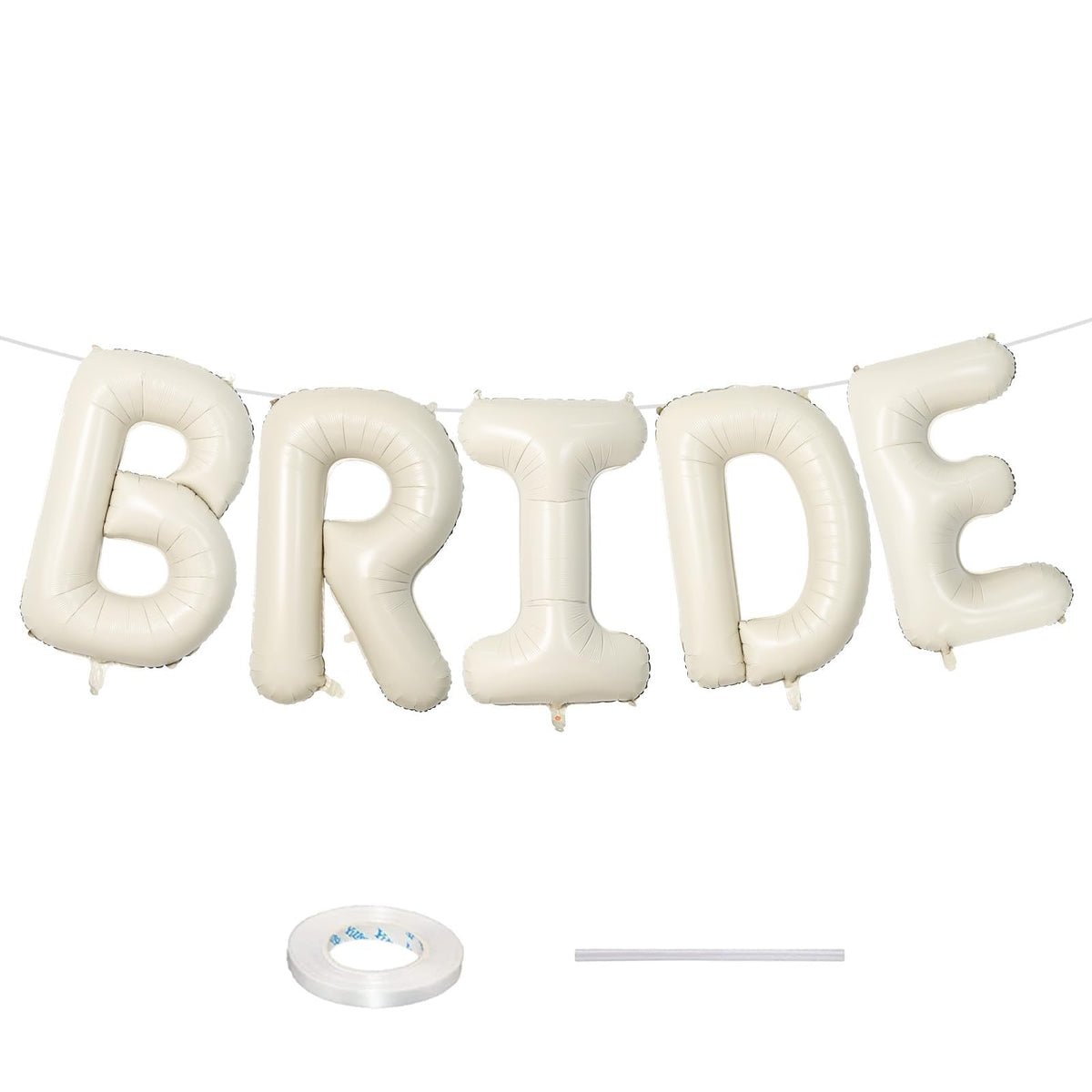 40 Inch Beige BRIDE Balloons Bachelorette for Bridal Shower, Cream White Sand Bride Mylar Foil Banner Letter Sign, Bridal Balloon Banner for Wedding Engagement Bride To Be Party Favors Decorations