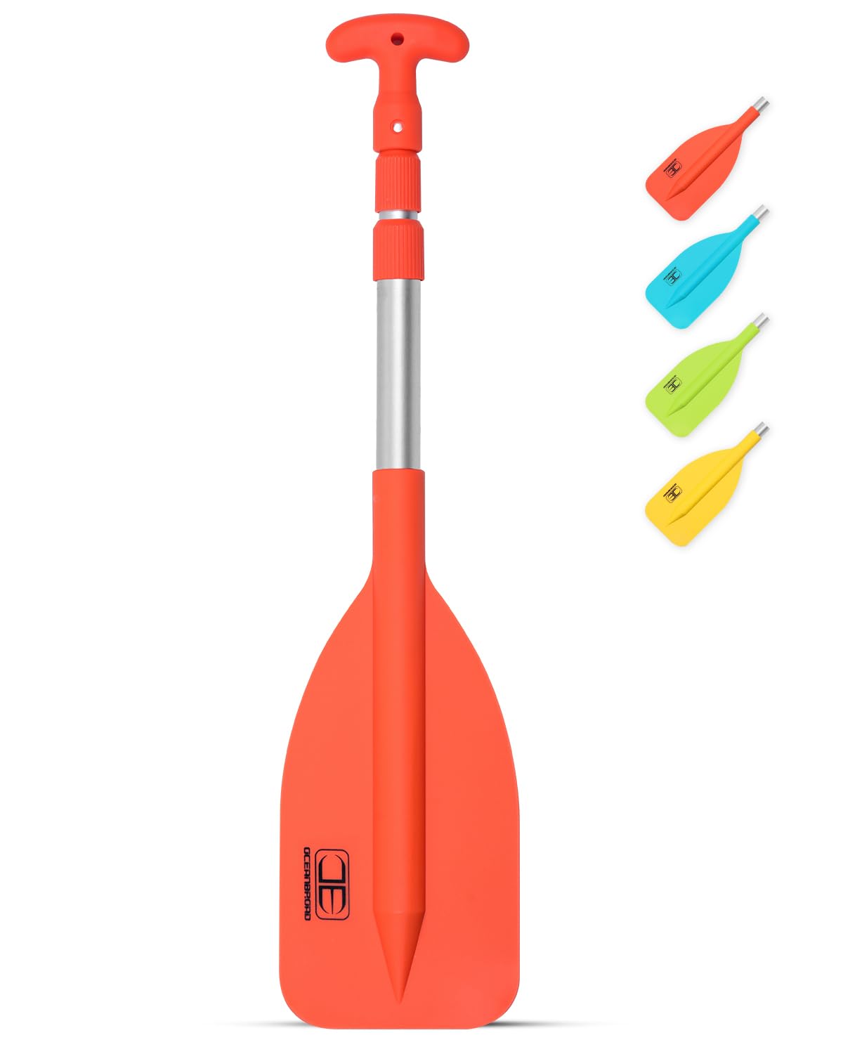 OCEANBROAD Telescoping Emergency Paddle 21''-42''（Assembling Required） Collapsible Paddles Aluminium Shaft for Kayaking Boating Canoeing River Tubing, Orange, 1 Paddle