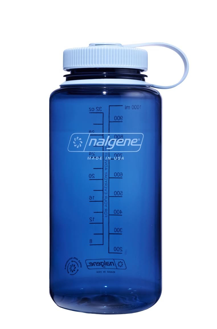 Nalgene Sustain Tritan BPA-Free Water Bottle Made with Material Derived from 50% Plastic Waste, 32 OZ, Wide Mouth, Aubergine