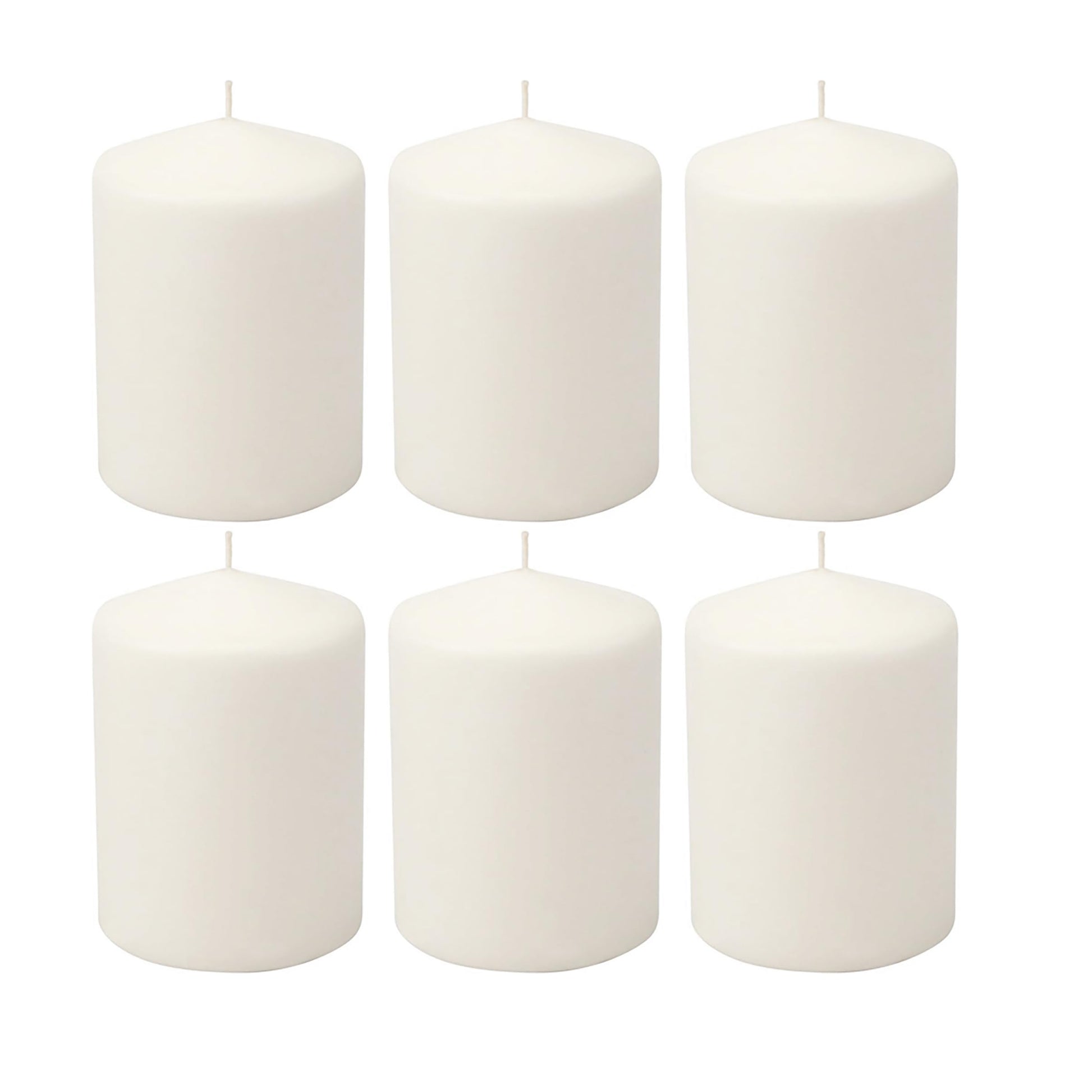 Stonebriar 6 Count Tall 3 x 6 Inch 65 Hour Long Burning Unscented White Wax Pillar Candles