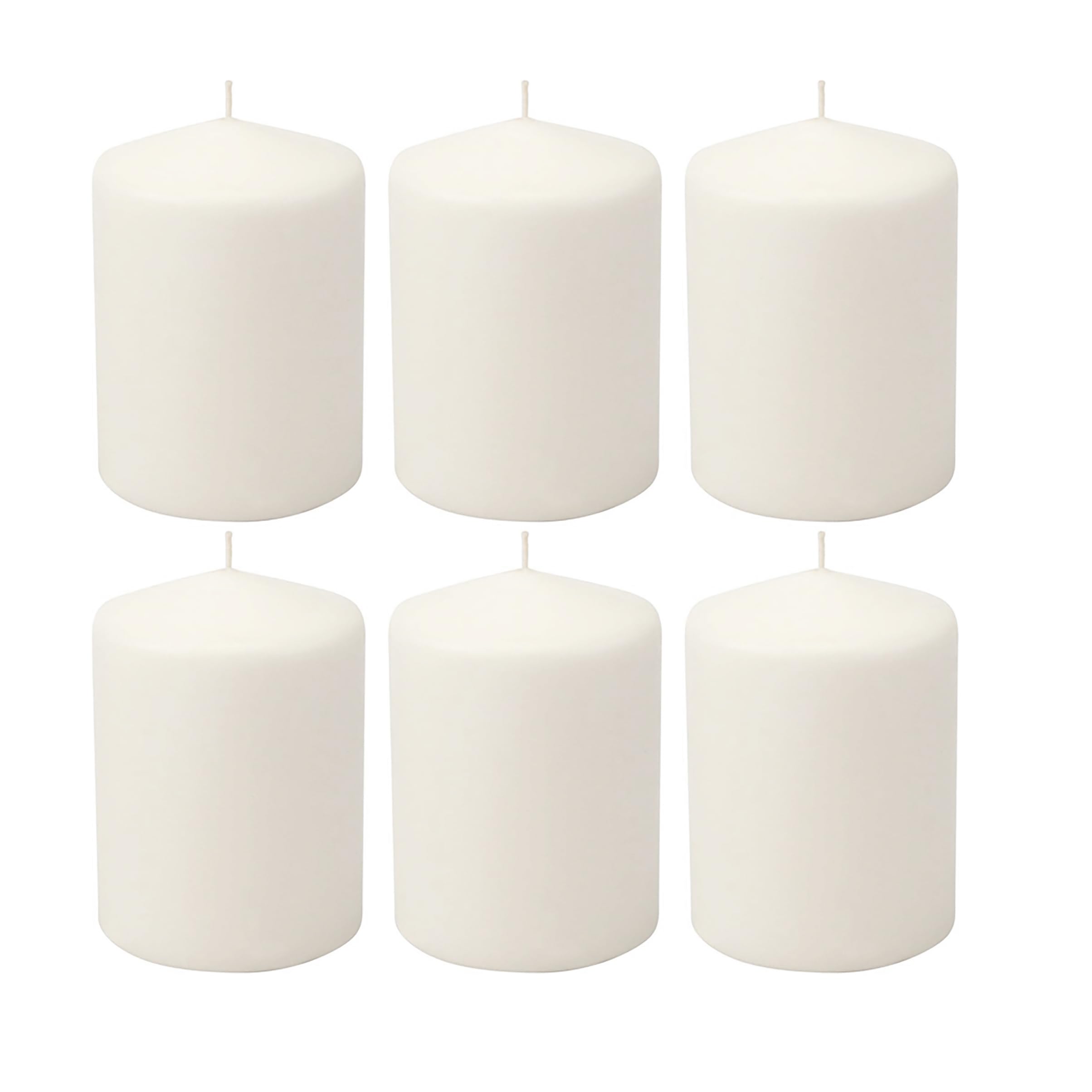 Stonebriar 6 Count Tall 3 x 6 Inch 65 Hour Long Burning Unscented White Wax Pillar Candles