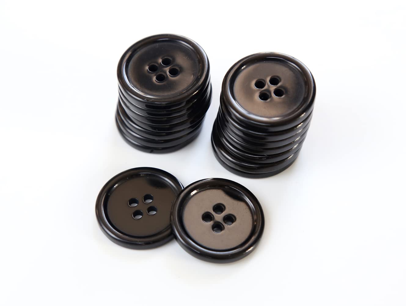 GANSSIA 1 Inch (25mm) Black Resin Buttons Sewing Flatback Button for Garment DIY Craft Decoration Pack of 50PCS