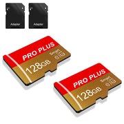 2 Pack SD Card 128GB with SD Adapter High Speed Memory Card, UHS-I C10 A1 Memory TF Card for Tablet/Mobile Phone/Camera/Car Audio/Game Console (TF162 Red Gold 128GB)
