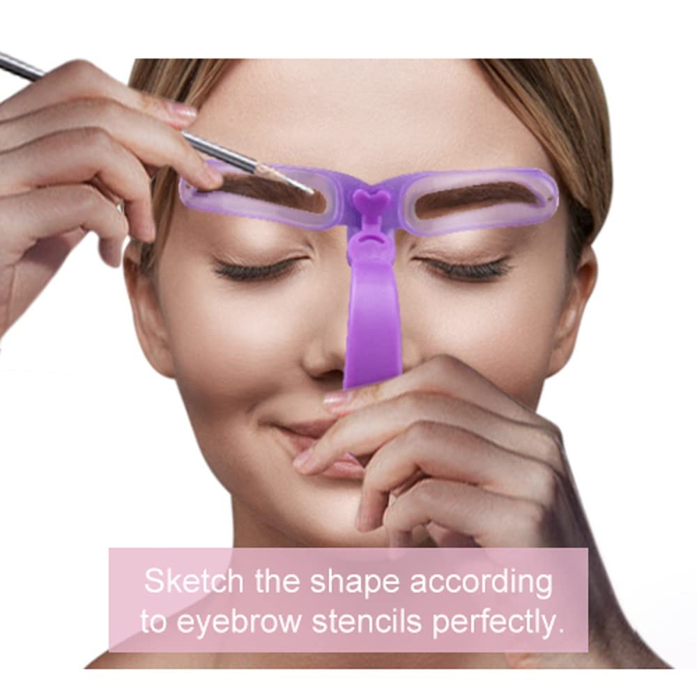 Amariver Eyebrow Stencils, Eyebrow Template, Eyebrow Shaping Kit,8 Styles Reusable Eyebrow Stencil with Handle and Strap, Washable