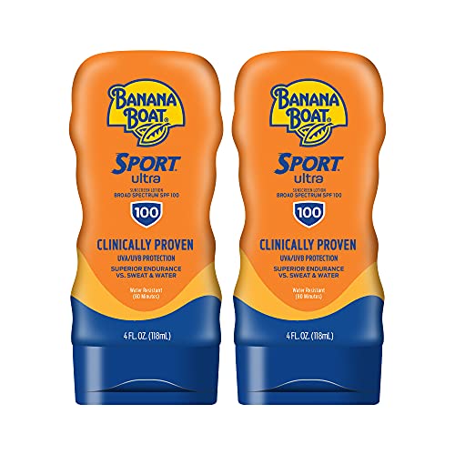 Banana Boat Sport Ultra SPF 100 Sunscreen Lotion, 4oz | Banana Boat Sunscreen Lotion SPF 100, Banana Boat Sunscreen SPF 100 Lotion, High SPF Sunscreen Pack SPF 100, 4oz each Twin Pack