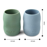 PandaEar 2 Pack100% Tiny Silicone Drinking Training Cup for Baby and Toddler (Blue/Green)