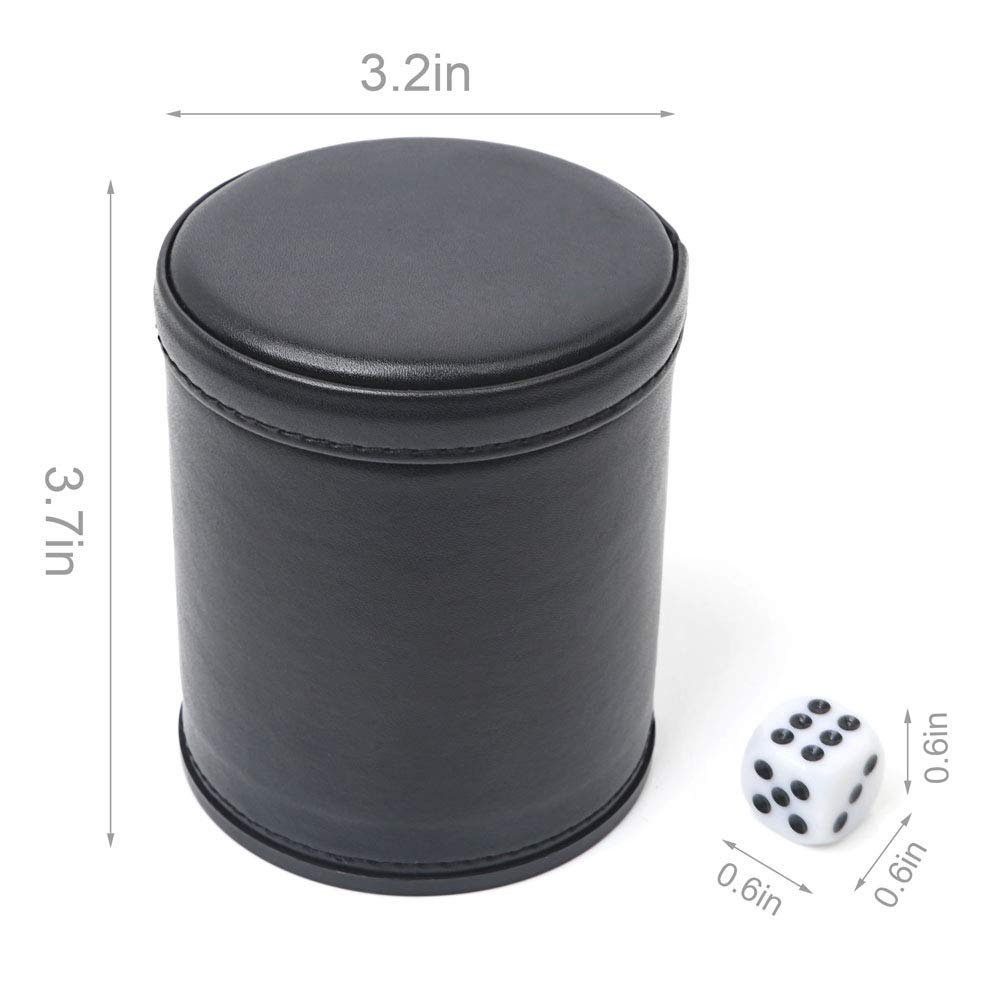 TUZAMA Felt Lined Professional Dice Cup - with 6 Dices Quiet for Yahtzee Game