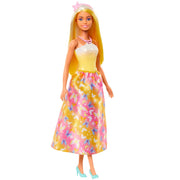 Barbie Royal Doll with Brightly Highlighted Fantasy Hair, Colorful Accessories, Yellow Ombre Bodice & Butterfly-Print Skirt
