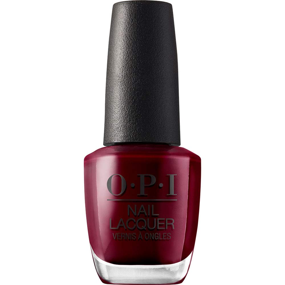 OPI Nail Lacquer Malaga Wine | Opaque Dark Red Crème Chip Resistant Nail Polish | Vegan, Fast Drying, Streak Free