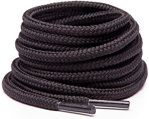 Miscly Round Boot Laces [1 Pair] Heavy Duty and Durable Shoelaces for Boots, Work Boots & Hiking Shoes (Black/Brown, 54 inches (137 cm))