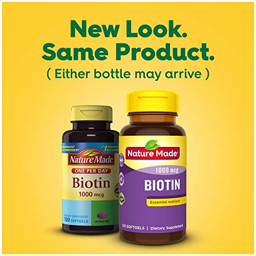 Nature Made Biotin 1000 mcg, Dietary Supplement Supports Healthy Hair & Skin, 120 Softgels, 120 Day Supply