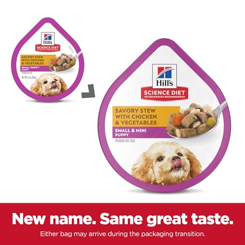 Hill's Science Diet Puppy Small & Mini Breeds Wet Dog Food, Chicken & Vegetables Stew, 3.5 oz. Trays, 12-Pack