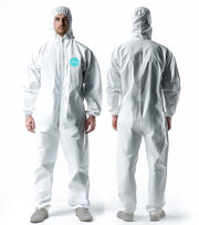 Andes Safety Hazmat Suits, Heavy Duty Full Body Disposable Paint Suits, Coveralls with Hood, Elastic Wrists and Ankles, Available in 10 Sizes, (Large)
