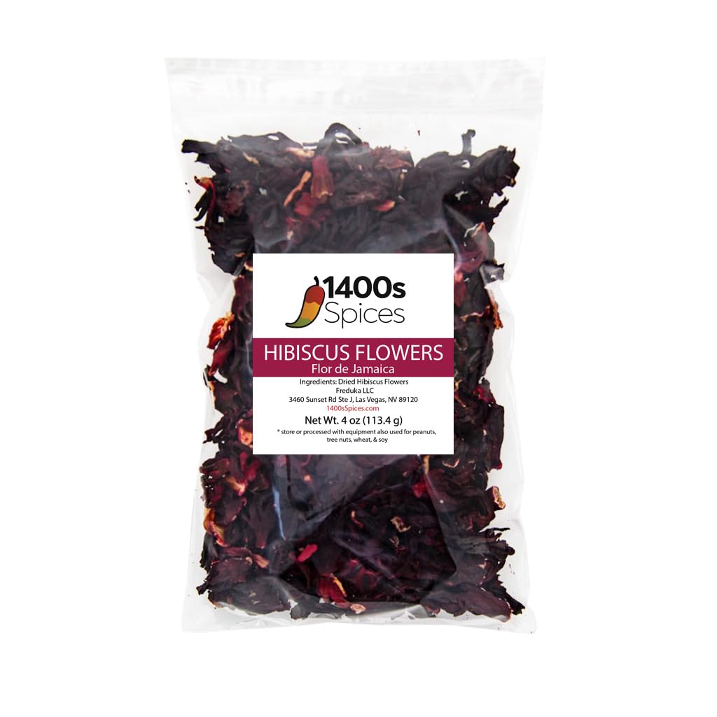 113g Getrocknete Hibiskusblüten, perfekt für Tee und mexikanische Agua Fresca, Flor de Jamaica, ganze Blüten und Blütenblätter von 1400s Spices