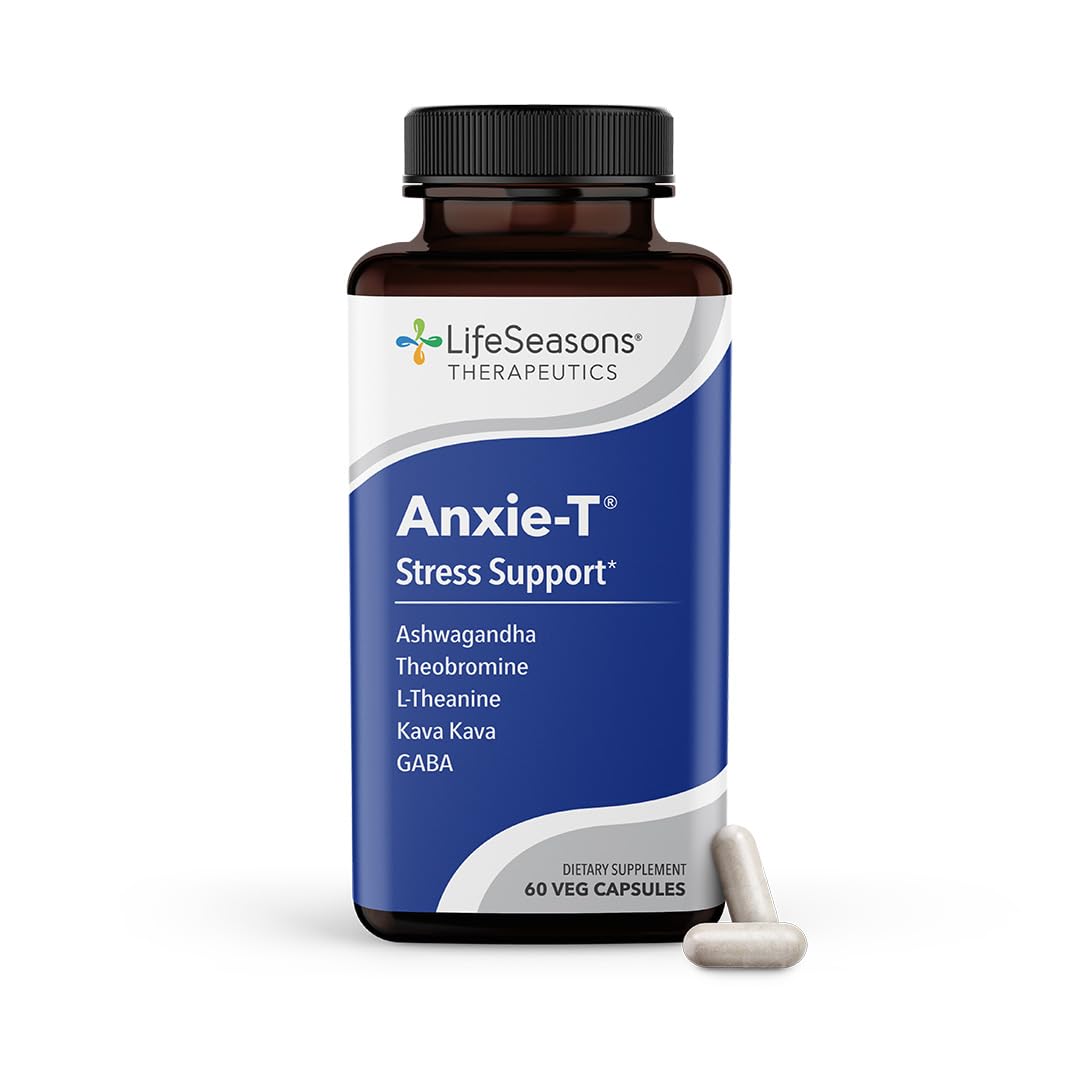 Anxie-T – Nahrungsergänzungsmittel zur Stresslinderung – Unterstützt Stimmung und geistige Konzentration – Sorgt für Ruhe und Entspannung – Lindert Anspannung und Nervosität – Ashwagandha, Kava Kava, GABA & L-Theanin – 60 Kapseln