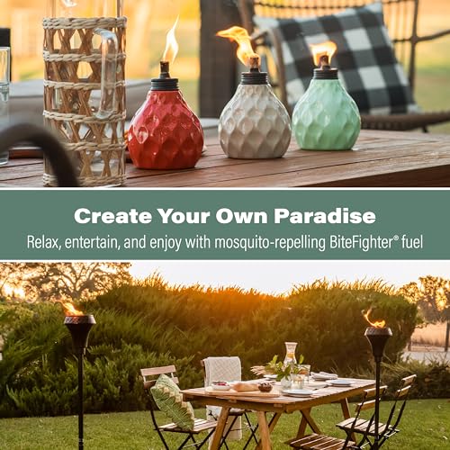 TIKI BiteFighter Mosquito Repellent Torch Fuel - 1 Gallon (128 oz.), Citronella & Cedar Formula for Mosquito Repellency, Easy Pour Bottle, Use with Torches & Table Torches, Outdoor & Backyard Use