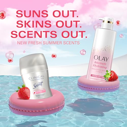 Secret Clinical Strength Antiperspirant Deodorant for Women, 3X Stress Protection, 72hr Sweat & Odor Protection, Pro-Hyaluronic Acid, Invisible Solid, Strawberry Summer Fizz Scent, 1.6 oz