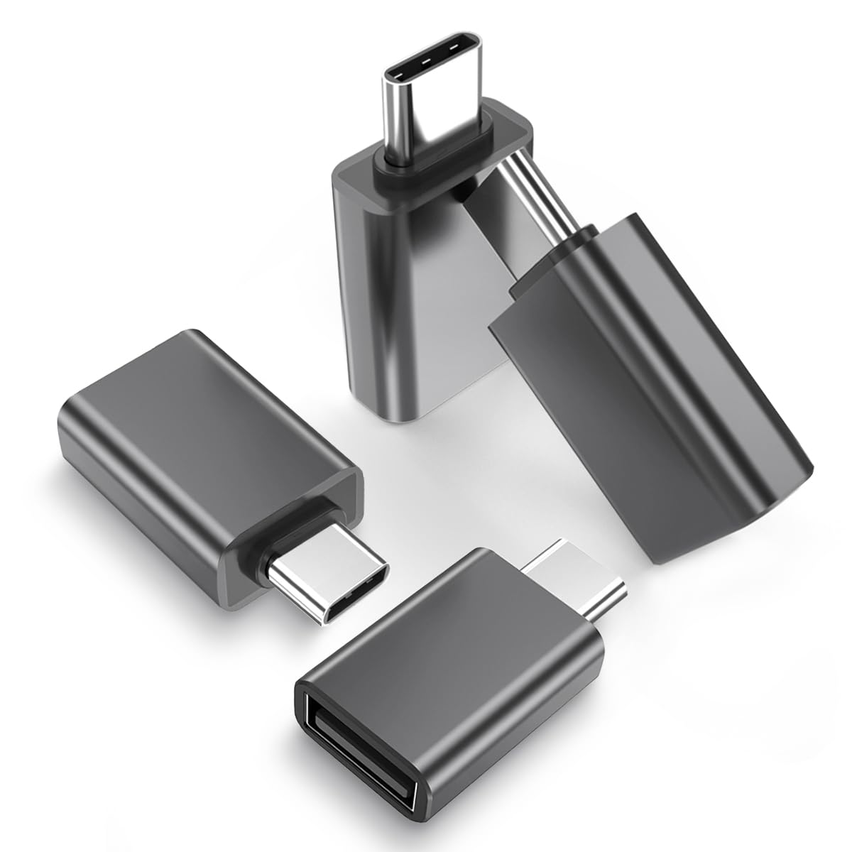 Elebase USB C to USB Adapter for Apple iPhone 16 15 Pro Max Charger Adapter 4 Pack,USB C Male to USB A 3.0 Female Thunderbolt 4 OTG Converter for iPad 10 Mini 7 6,Samsung Galaxy S24 S23,Z Flip Fold