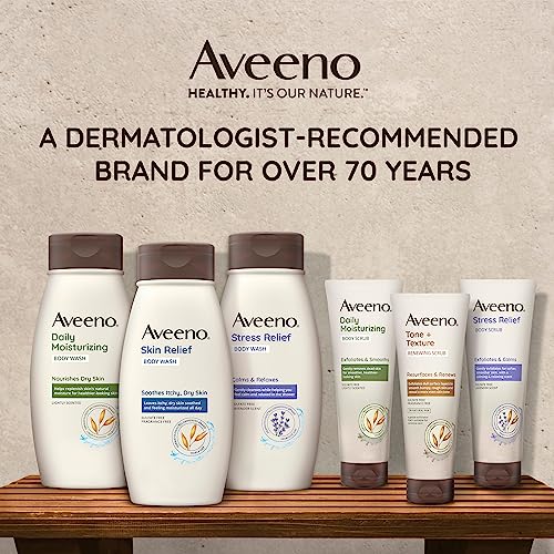 Aveeno Stress Relief Body Wash with Nourishing Oat & Lavender Scent for Sensitive Skin, Gently Cleanses & Helps You Feel Calm & Relaxed in the Shower, Soap-Free, 33 fl. oz