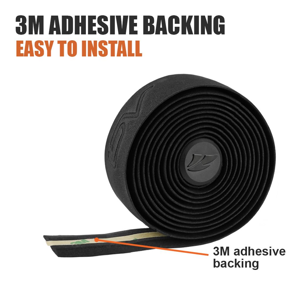 BV Handlebar Tape for Road Bike - Comfortable & Durable EVA Foam - Easy to Install - 2 Rolls & Accessories Included - Black/White