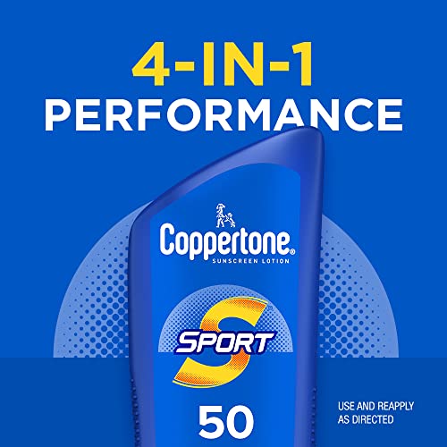 Coppertone SPORT Sunscreen SPF 50 Lotion, Water Resistant , Broad Spectrum Bulk Sunscreen Pack, 7 Fl Oz Bottle, Pack of 2