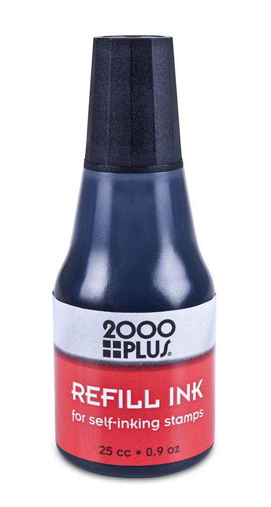 2000Plus Refill Ink for Self-Inking Stamps, 25cc (0.9 oz) Squeeze Bottle, Blue - COS032961