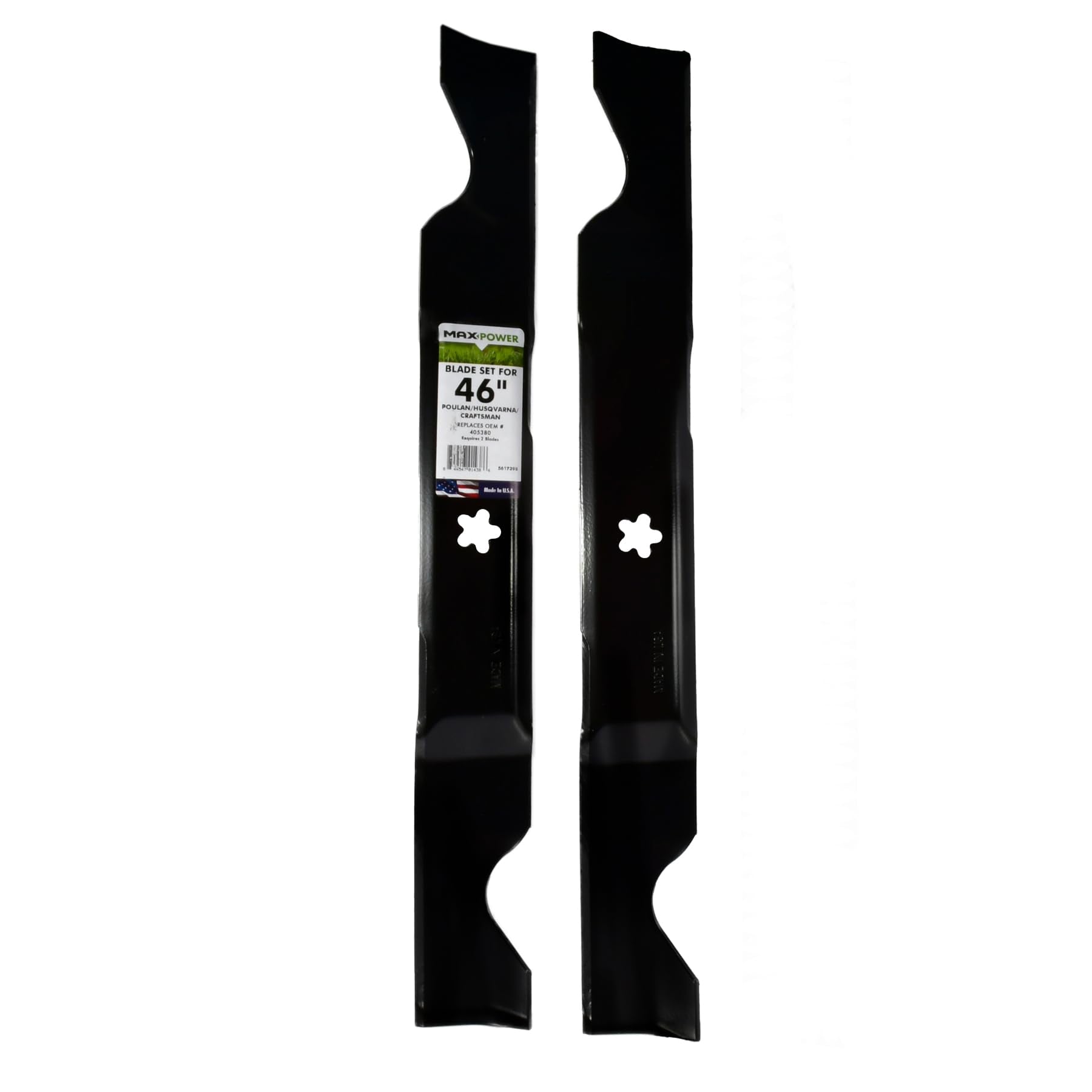 MaxPower 561739B 2 Blade Set for 46" Cut Craftsman, Husqvarna, Poulan Replaces OEM no. 405380, 594892801, 532405380, CMXGZAM110147