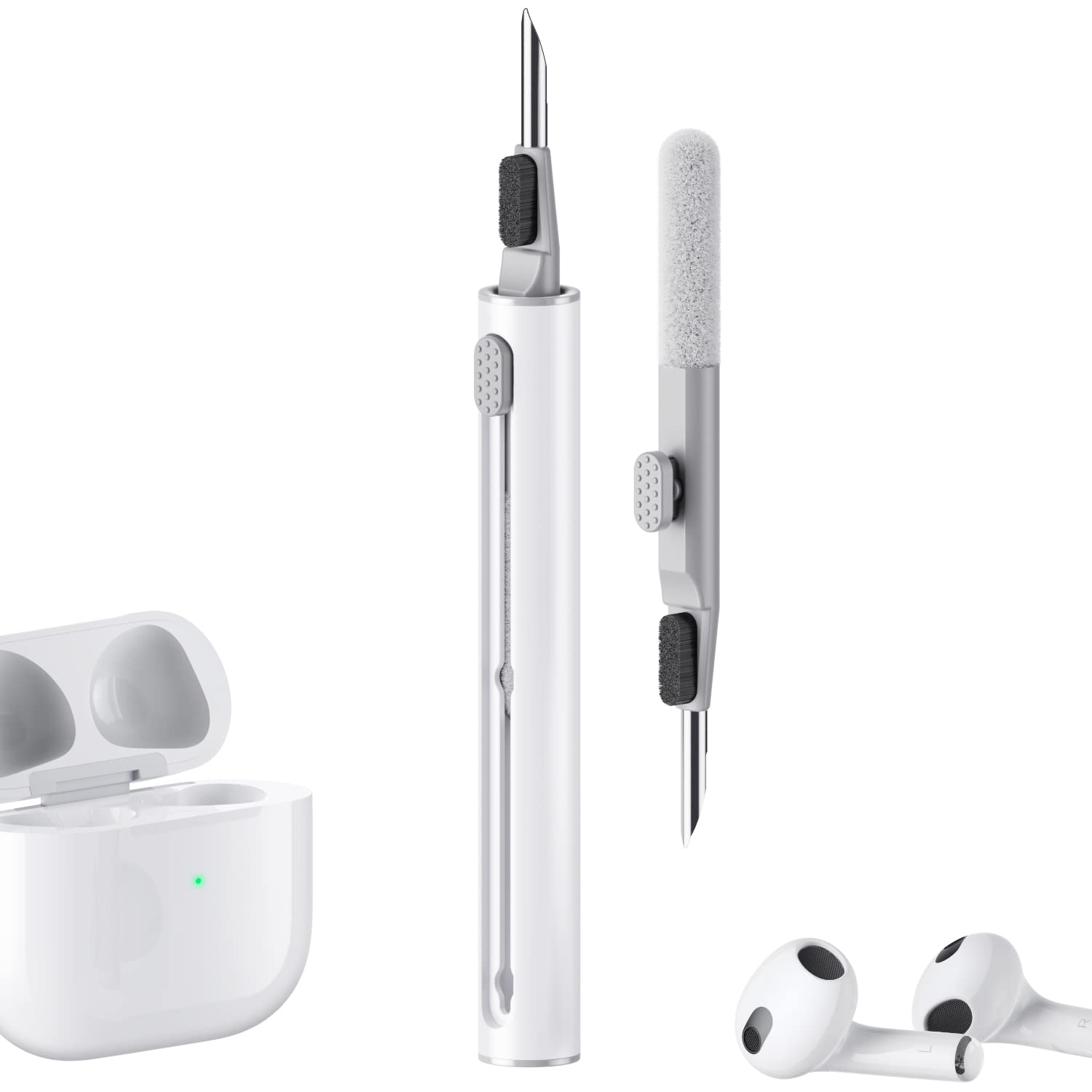 Hyashee Reinigungsset für Airpods Pro 1 2 3 Multifunktions-Reinigungsstift mit weicher Bürste und Beflockungsschwamm für Bluetooth Kopfhörer-Hüllen Reinigungszubehör Weiß